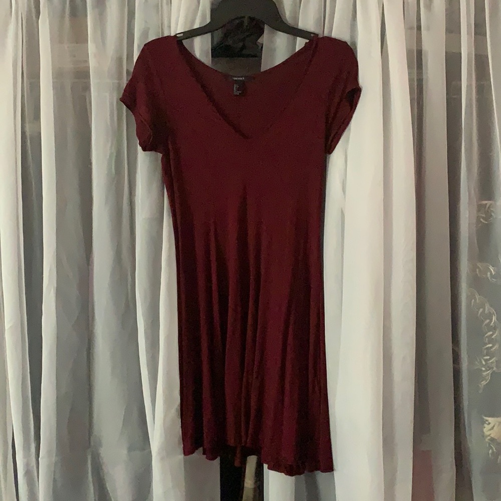 Maroon T-shirt dress